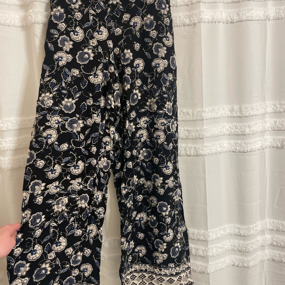 Francesca's Collections Black and White Wide Leg Pants